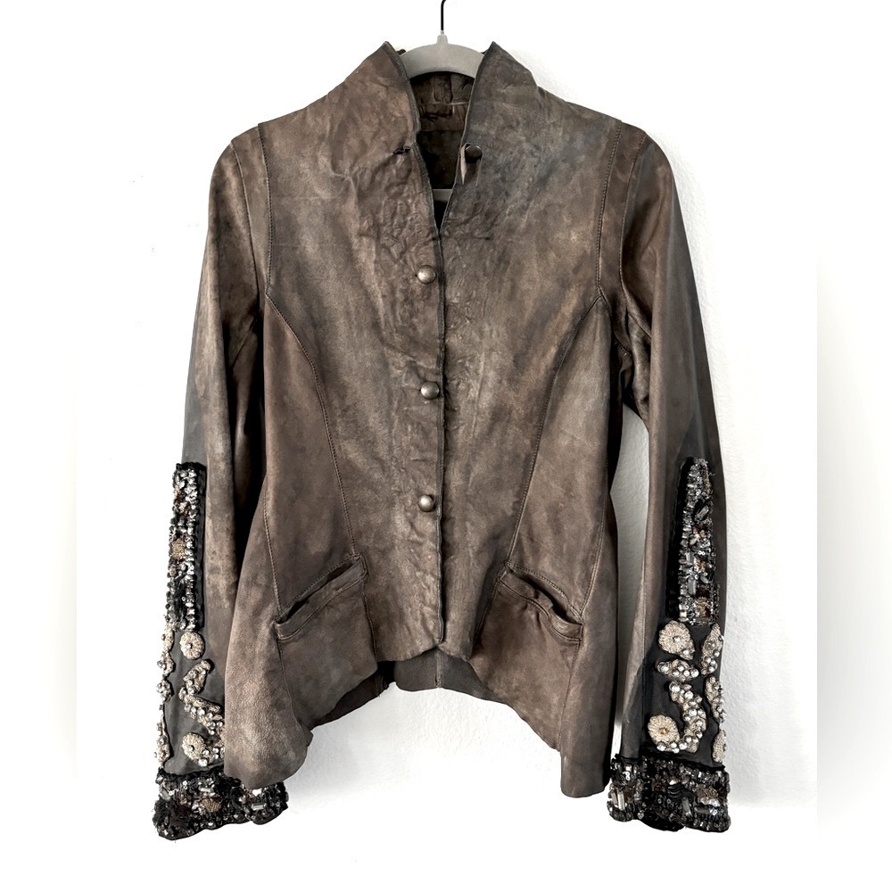 Da Rold Le Cuir Perdu Leather Jacket Embellished Details Handmade In Italy
